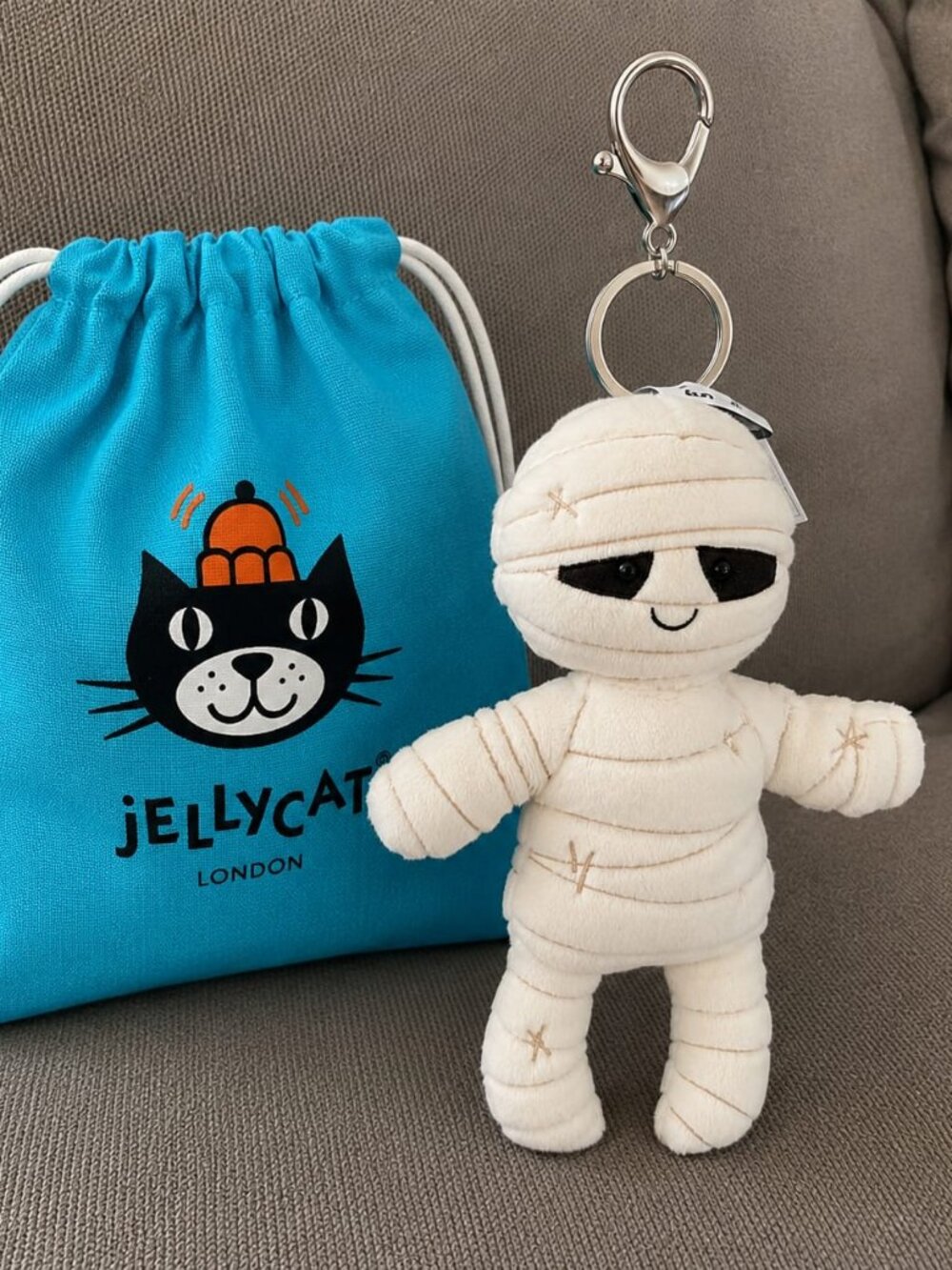Jellycat Mummy Bob Bag Charm Plush Keychain Halloween NWT